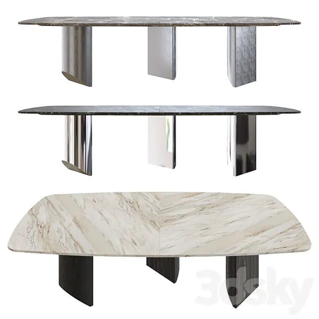 Minotti Wedge Barrel-Shaped Marble Top 3D Model