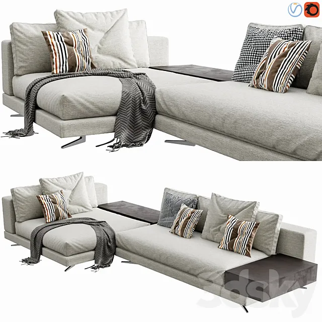 Minotti White Arrangement 04 3D Model Minotti White Arrangement 04 3D Model