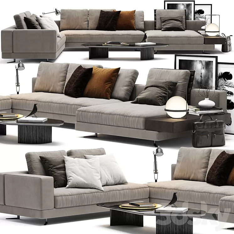 Minotti White Sofa 3D Model Minotti White Sofa 3D Model