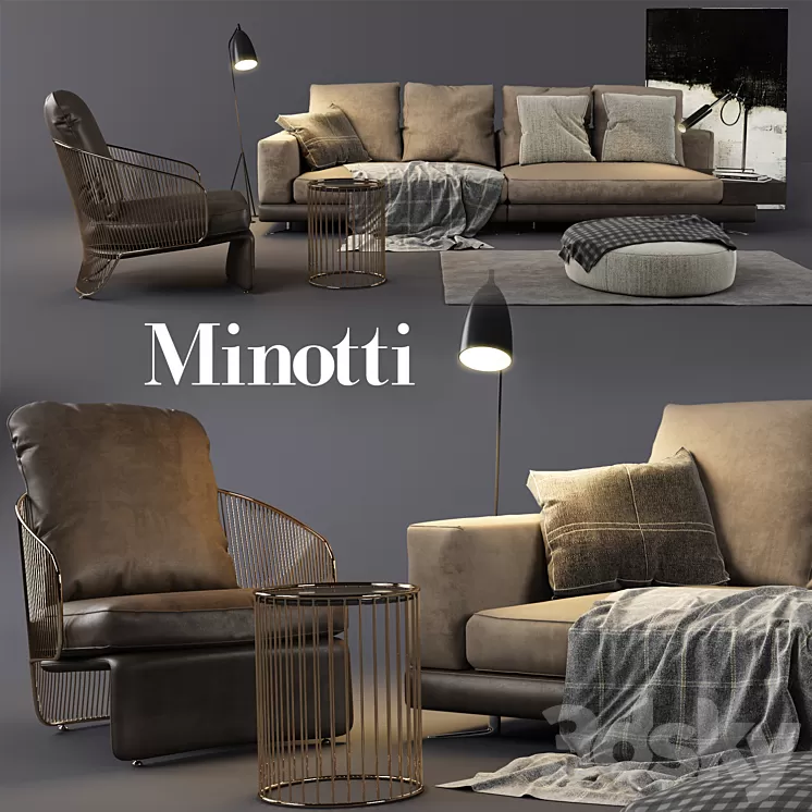 Minotti White Sofa 3D Model