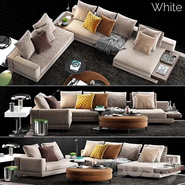 Minotti White Sofa 3DModel Minotti White Sofa 3DModel