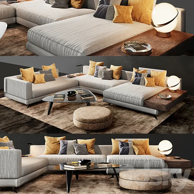 Minotti White Sofa 3DModel Minotti White Sofa 3DModel