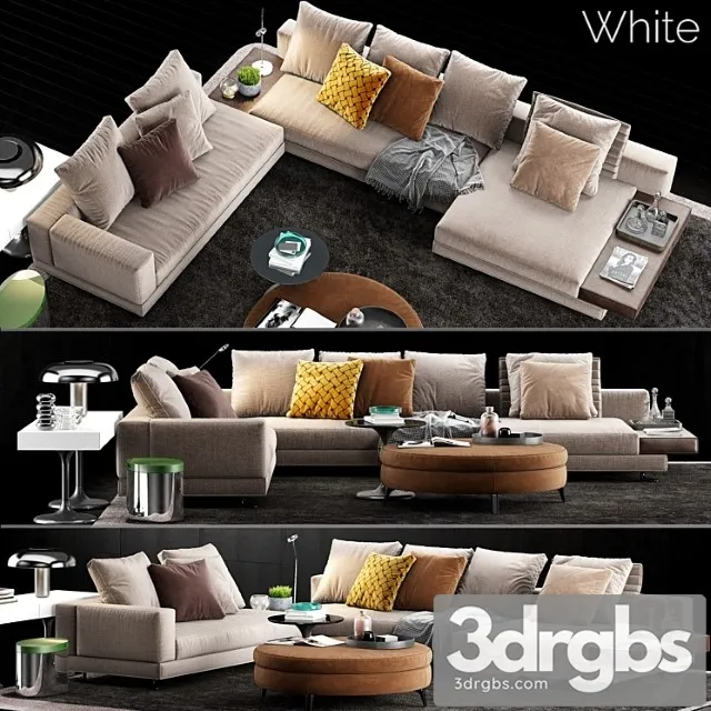Minotti white sofa_2 2 3D Model Download Minotti white sofa_2 2 3D Model Download