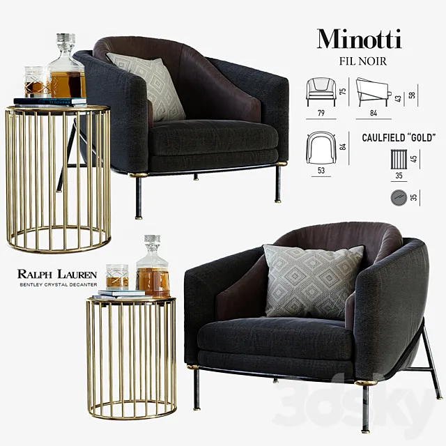 Minotti_Fil noir_Caulfield 3D Model