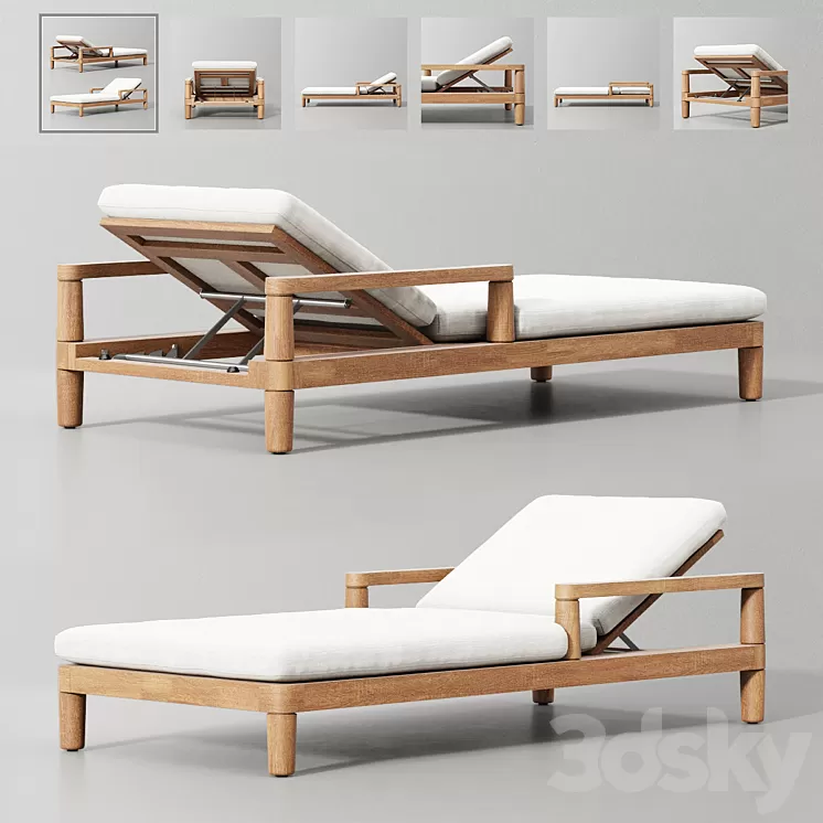 Miramar Teak Chaise 3D Model Miramar Teak Chaise 3D Model