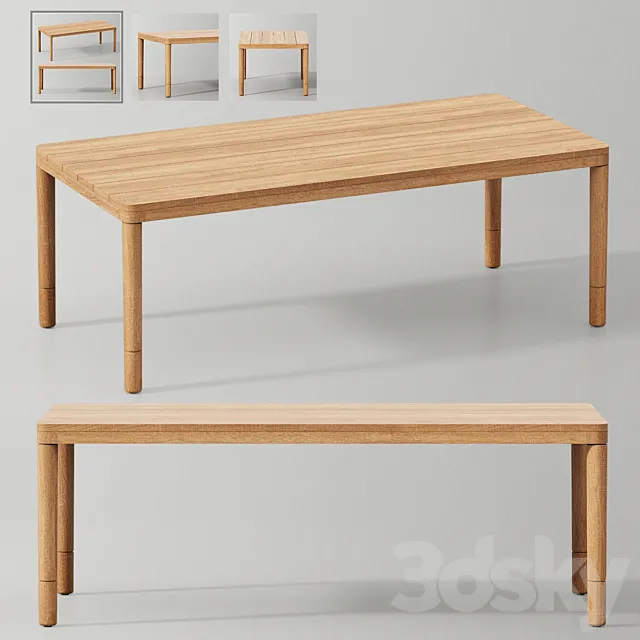 MIRAMAR TEAK DINING TABLE 3D Model MIRAMAR TEAK DINING TABLE 3D Model