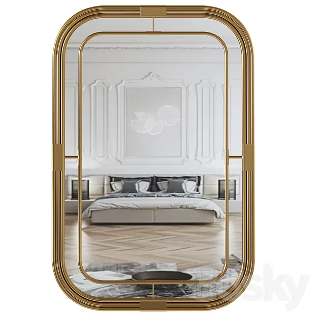 Mirror 28″W x 42″H Rectangle Metal Piping 3D Model