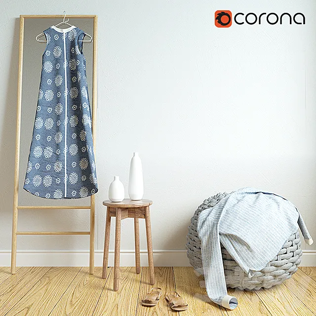 Mirror and ottoman 3DModel Mirror and ottoman 3DModel