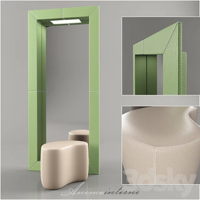 Mirror and pouffe “Animainterno” 3D Model