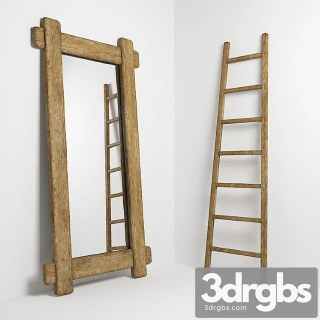 Mirror and stepladder in the style of country. mirror and ladder in rustic style 3D Model Download Mirror and stepladder in the style of country. mirror and ladder in rustic style 3D Model Download