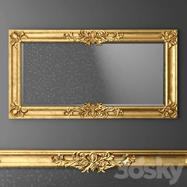 Mirror. baroque. gold. frame. wall decor. luxury. carving. frame 3DModel