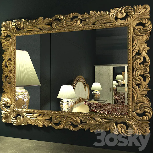 Mirror Classic Wood 3DModel Mirror Classic Wood 3DModel