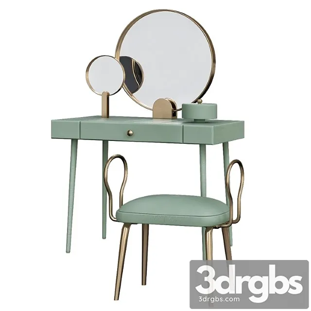 Mirror light espresso vanity table 2 3D Model Download