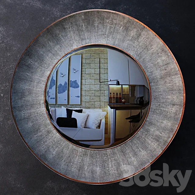 Mirror Robin Round Faux Shagreen Mirror 3D Model