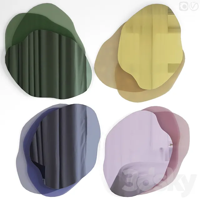 Mirrors_colorful_assimetrical_set_05 3D Model
