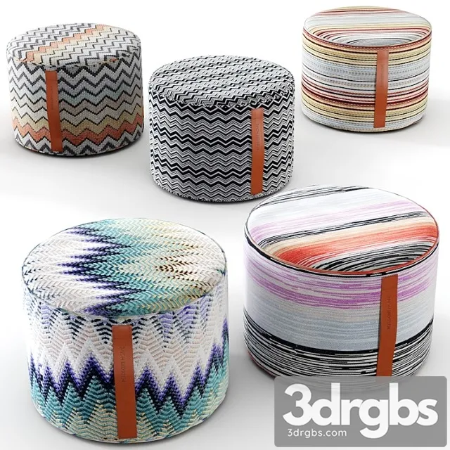 Missoni home poufs 2 3D Model Download