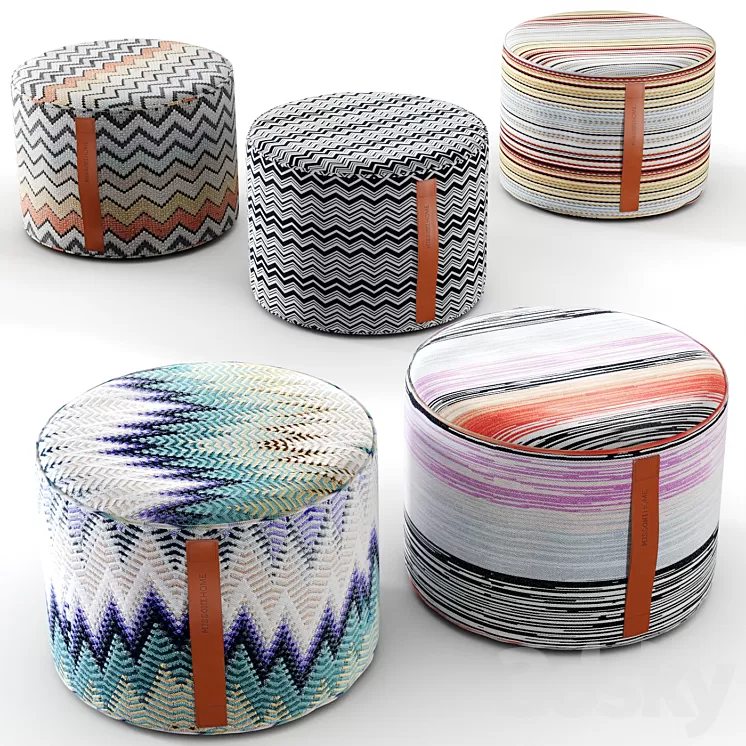 Missoni home poufs 3D Model Missoni home poufs 3D Model