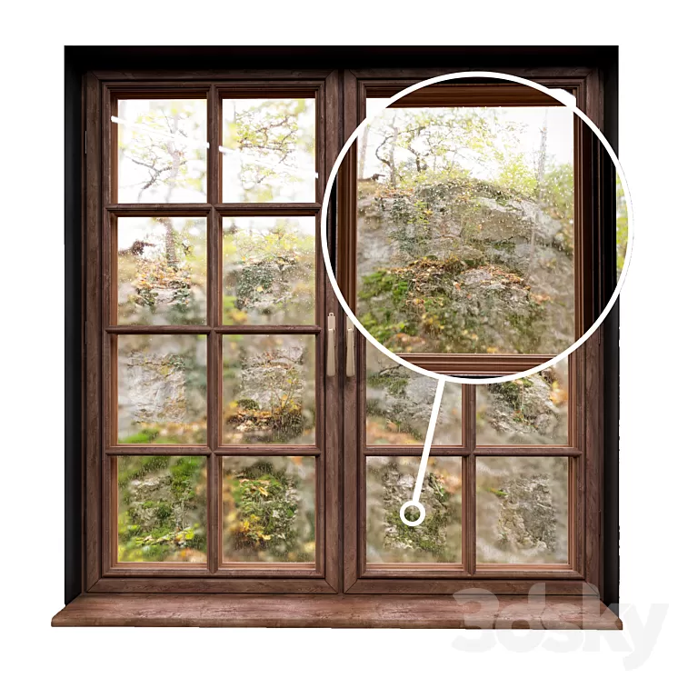 misted glass material with water droplets 3D Model