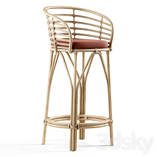 MisterWils – Clutter Confort bamboo and rattan high stool 3D Model MisterWils – Clutter Confort bamboo and rattan high stool 3D Model