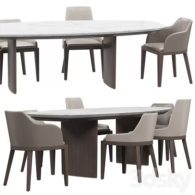 Misura Emme Cleo Chairs and Ala Table 3D Model