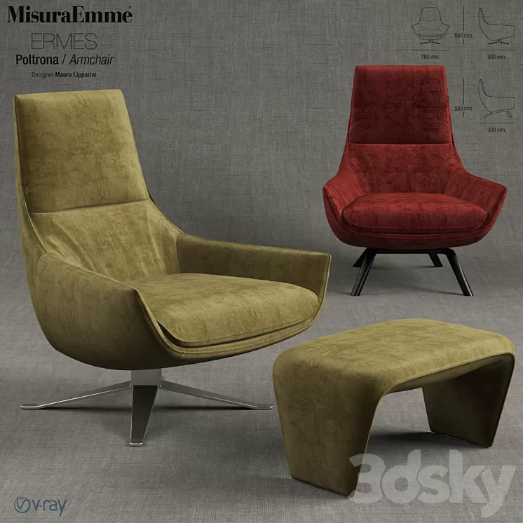 Misuraemme ERMES armchair by MAURO LIPPARINI 3D Model