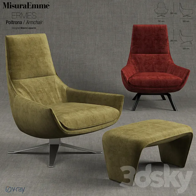 Misuraemme ERMES armchair by MAURO LIPPARINI 3DModel