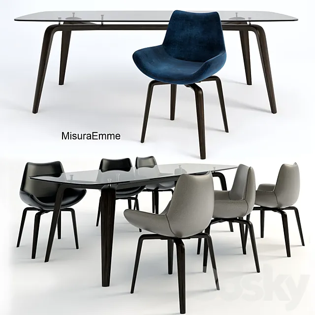 MisuraEmme_GRAMERCY table_ARCHETTO chair 3DModel MisuraEmme_GRAMERCY table_ARCHETTO chair 3DModel