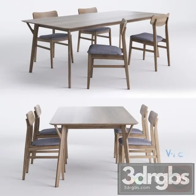 Miton Table and Chair 3D Model Download