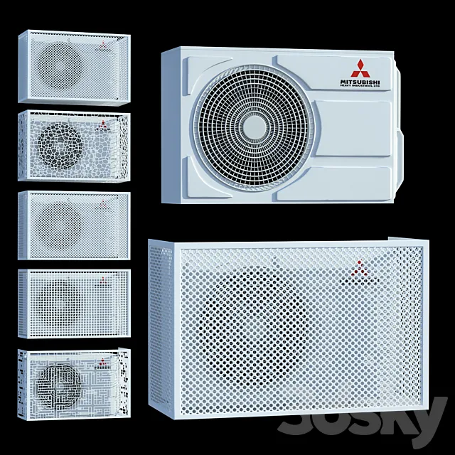 Mitsubishi air conditioner + a set of decorative boxes 3D Model