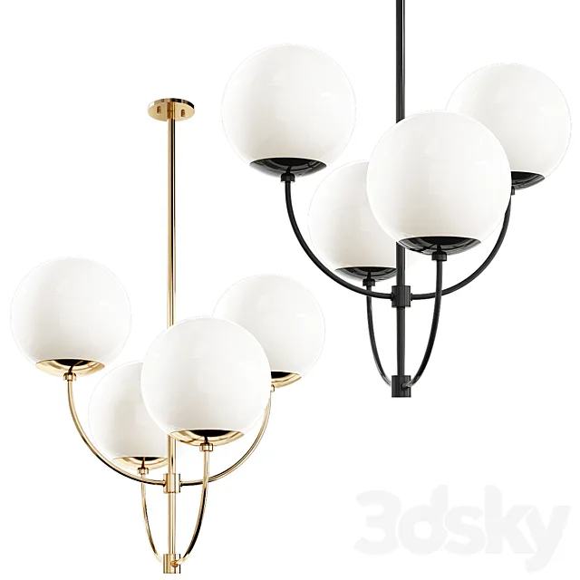 Mitzi Carrie 29 3_4 “Wide Aged Gold 4-Light Chandelier 3D Model