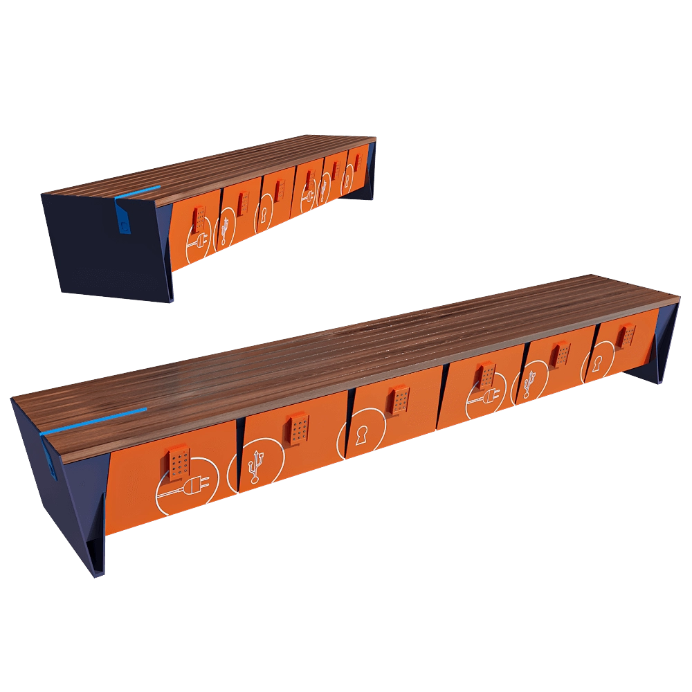 mmcité – Park bench with lockable storage boxes eBlocq 3D Model