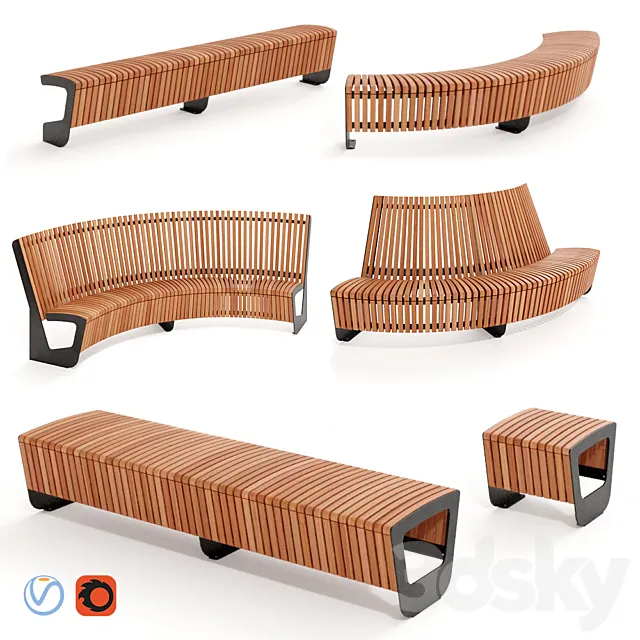 MMCITE. Park benches Landscape Compact 3D Model MMCITE. Park benches Landscape Compact 3D Model