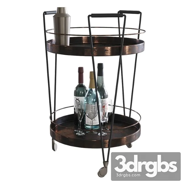 Mobile bar table crossroads with filling 2 3D Model Download