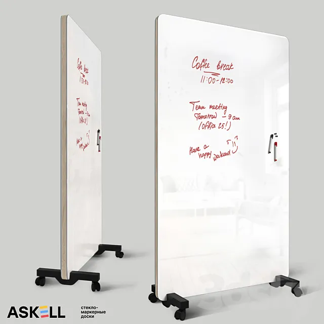 Mobile magnetic whiteboard “New Askell” 3D Model Mobile magnetic whiteboard “New Askell” 3D Model