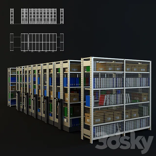Mobile shelving 3D Model Mobile shelving 3D Model