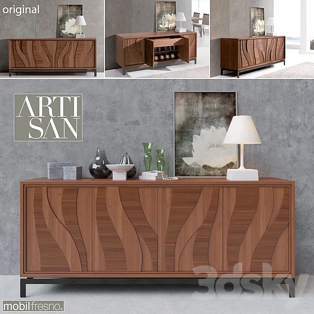 Mobilfresno_ARTISAN_Aparador nogal + decor 3DModel Mobilfresno_ARTISAN_Aparador nogal + decor 3DModel