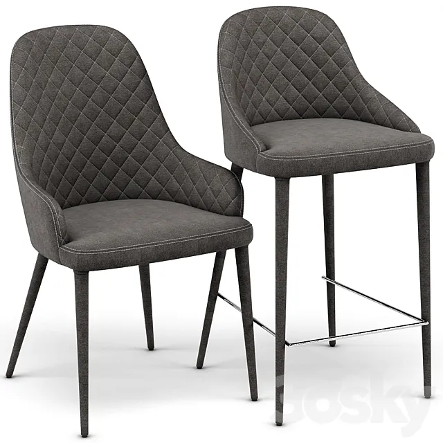 Modani Alpine Gray Chair 3DModel Modani Alpine Gray Chair 3DModel