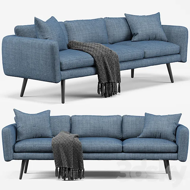 Modani Kelvin Blue 3 Seater Sofa 3D Model Modani Kelvin Blue 3 Seater Sofa 3D Model