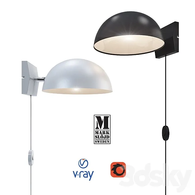 Model KUPOL. wall lamp. from the company MARKSLOJD. Sweden. 3DModel Model KUPOL. wall lamp. from the company MARKSLOJD. Sweden. 3DModel