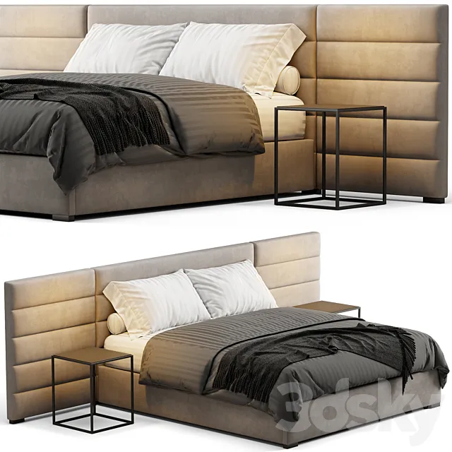 Modena Fabric Horizontal Extended Bed 3D Model Modena Fabric Horizontal Extended Bed 3D Model