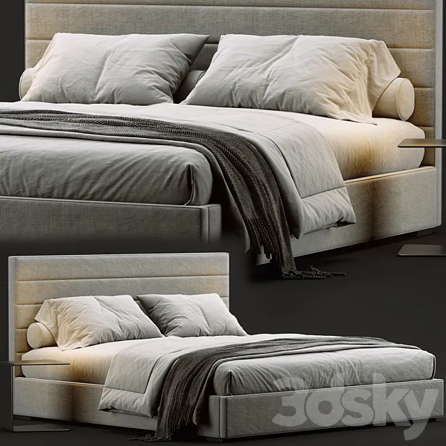 Modena Panel Horizontal Channel Fabric Platform Bed 3D Model Modena Panel Horizontal Channel Fabric Platform Bed 3D Model