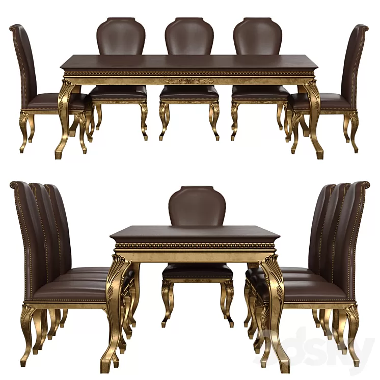 Modenese Gastone Table and Chairs 3D Model