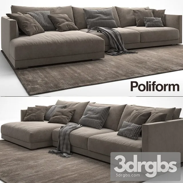 Moderm Fabric Poliform Sofa 01 3D Model Download