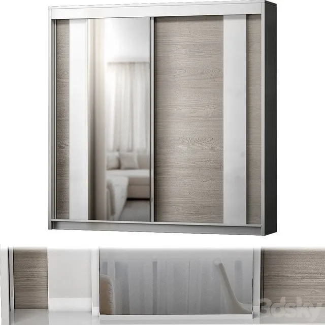 Modern 2 Door Sliding Wardrobe Hokku Designs Colou 3D Model