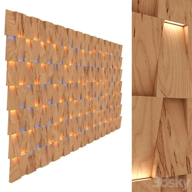 modern 3D wall panel with lighting variation 3D Model