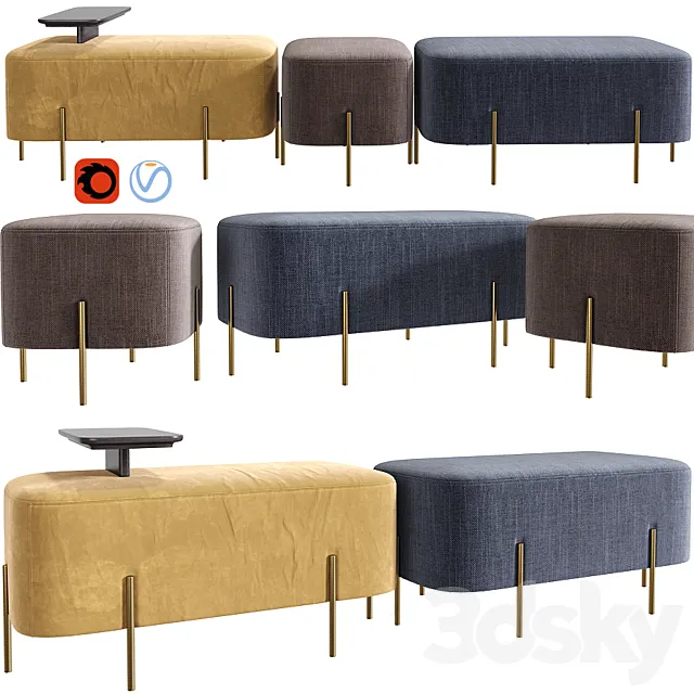 Modern Alba Ottomans 3DModel Modern Alba Ottomans 3DModel