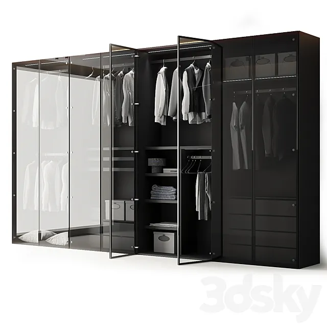 Modern Aluminum Glass Door Wardrobe 3D Model Modern Aluminum Glass Door Wardrobe 3D Model