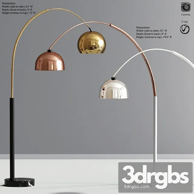 Modern arc floor lamp set 02 3D Model Download