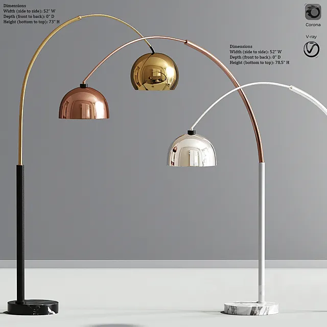 Modern Arc Floor Lamp Set 02 3DModel Modern Arc Floor Lamp Set 02 3DModel