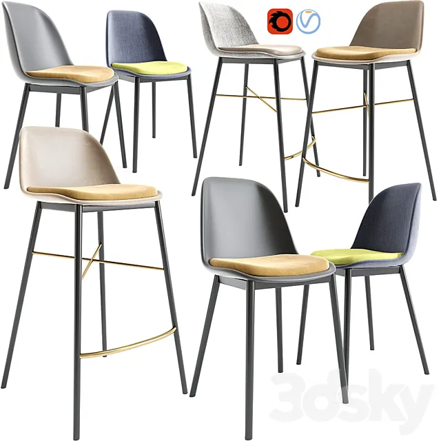 Modern Bar Stool And Dining Chair 3DModel Modern Bar Stool And Dining Chair 3DModel